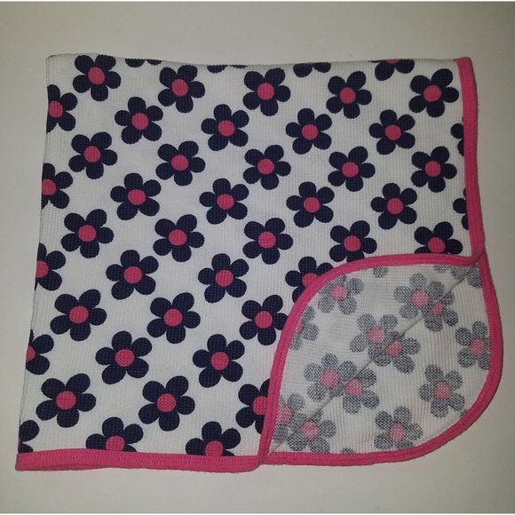 Gerber Bedding Gerber Daisy Flower Pink Navy Blue Waffle Knit